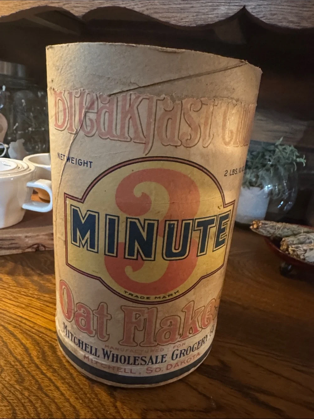3 Minute Oat Flakes Cereal Breakfast Canister - Vintage-South Dakota-Farmhouse